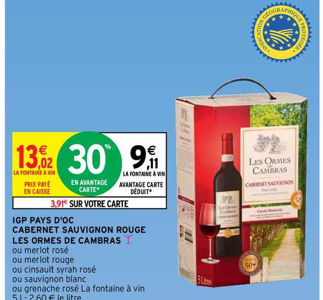 igp pays d'oc cabernet sauvignon rouge les ormes de cambras