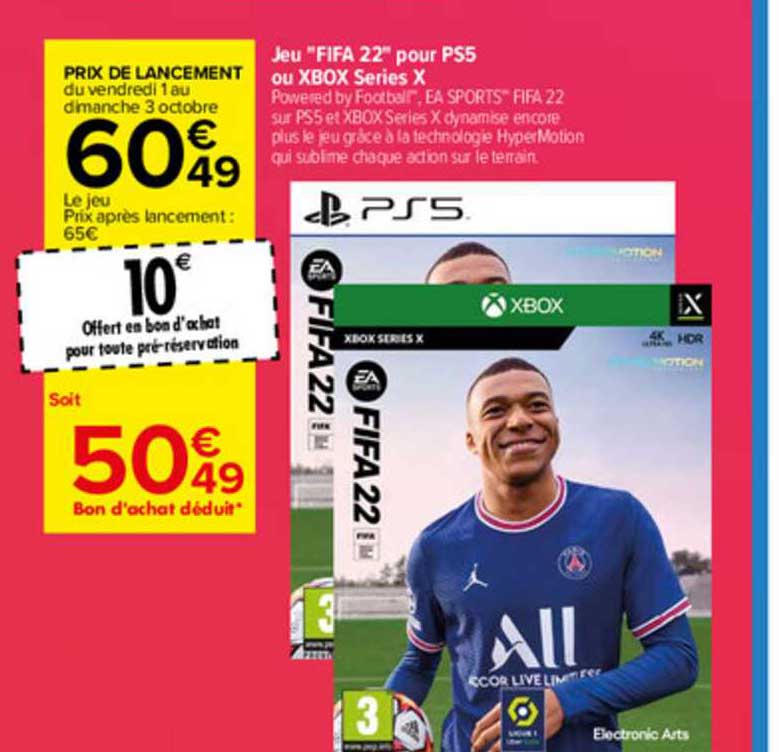 jeu "fifa 22" pour ps5 ou xbox series x