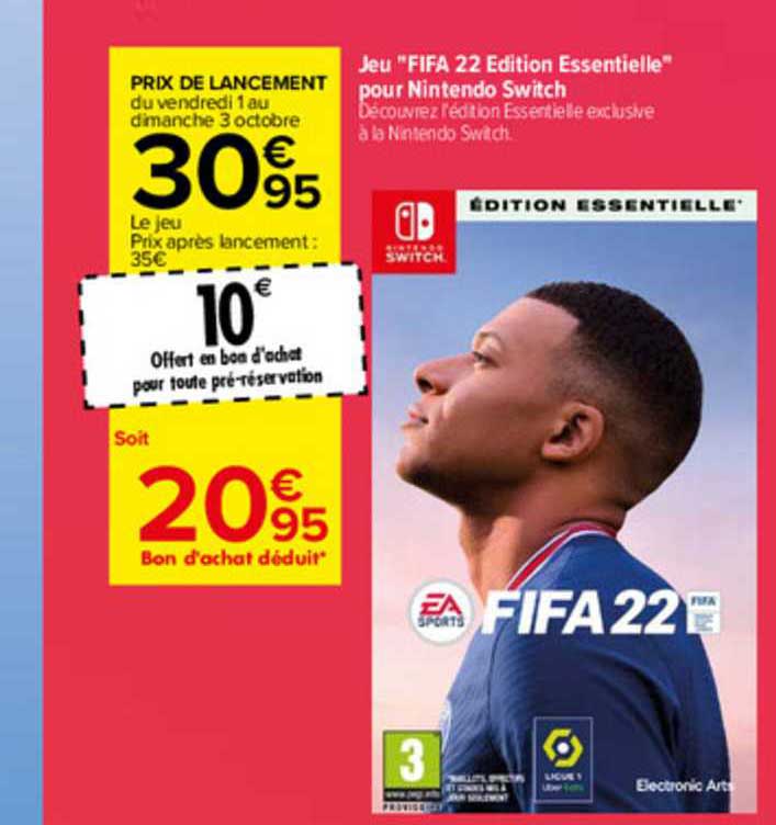jeu "fifa 22 édition essentielle" pour nintendo switch