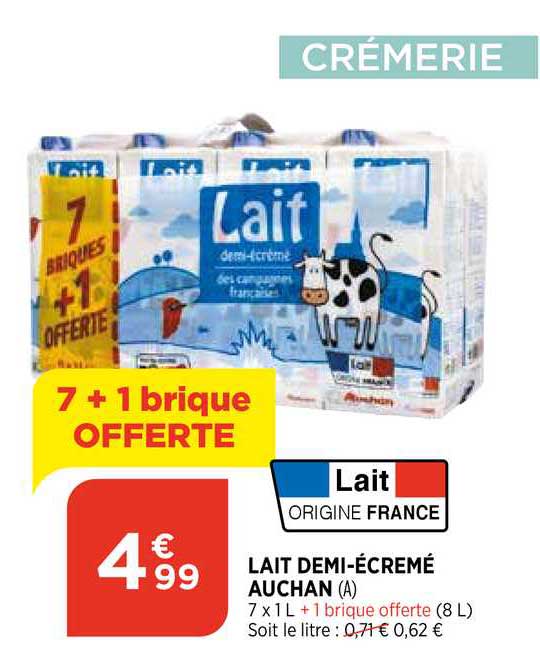lait demi-écremé auchan