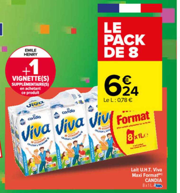 lait u.h.t. viva maxi format candia