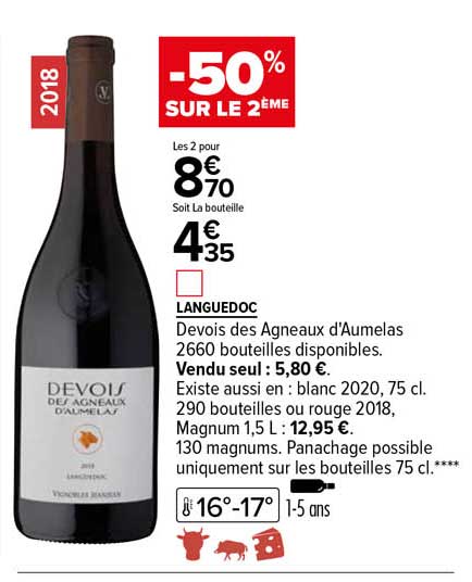 languedoc devois des agneaux d'aumelas -50% sur le 2ème
