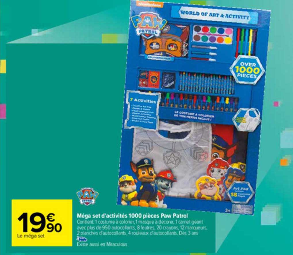 méga set d'activité 1000 pièces paw patrol