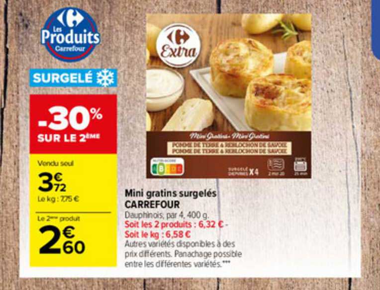 mini gratins surgelés carrefour