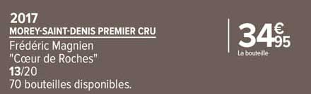 morey-saint-denis premier cru frédéric magnien "cœur de roches" 2017