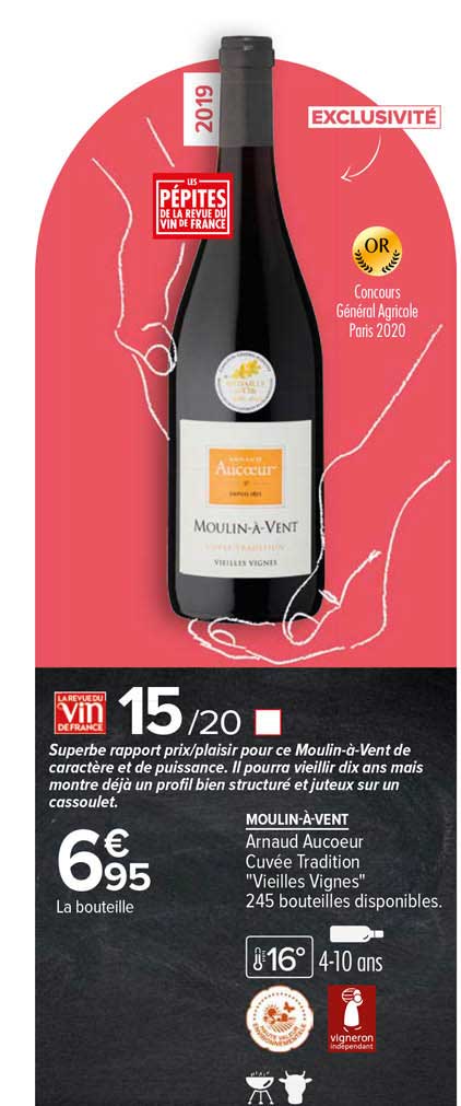 moulin à vent arnaud aucoeur cuvée tradition "vieilles vignes" 2019