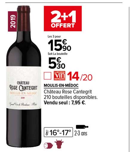 moulis-en-médoc château rose cantegrit 2+1 offert