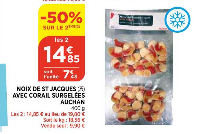 noix de st jacques avec corail surgelées auchan