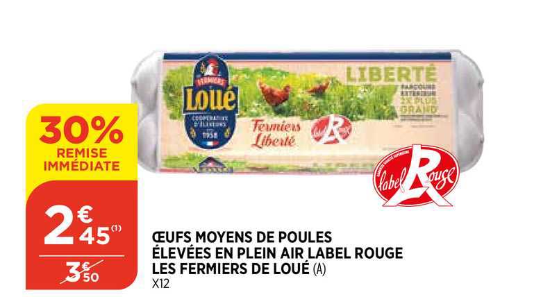 oeufs moyens de poules élevées en plein air label rouge les fermiers de loué