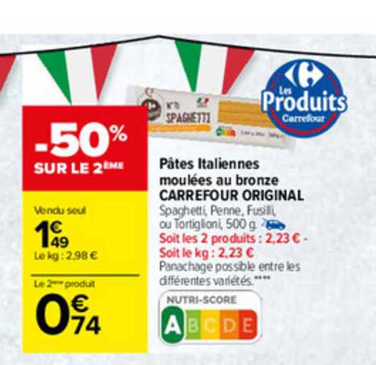 pâtes italiennes moulées au bronze carrefour original