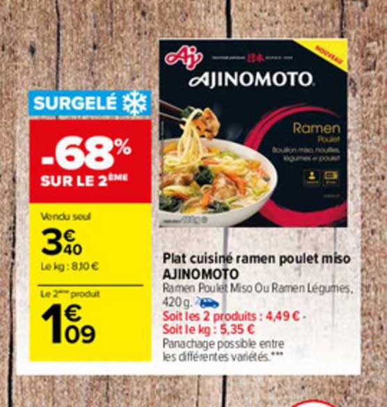 plat cuisiné ramen poulet miso ajinomoto