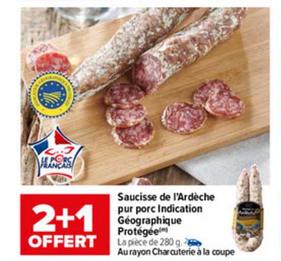 saucisse de l'ardèche pur porc indication géographique protégée