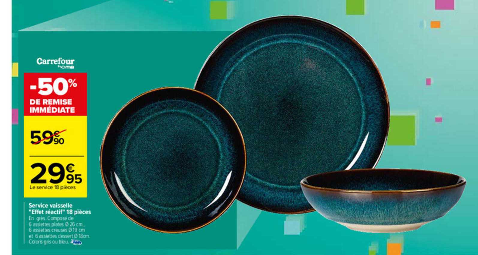 Service Vaisselle "effet Réactif" 18 Pièces