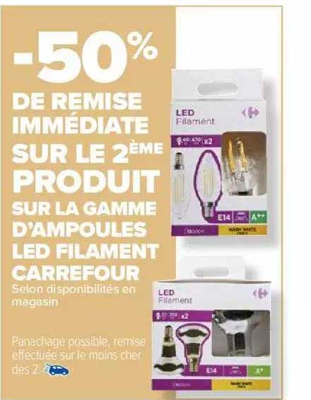 la gamme d'ampoules led filament carrefour
