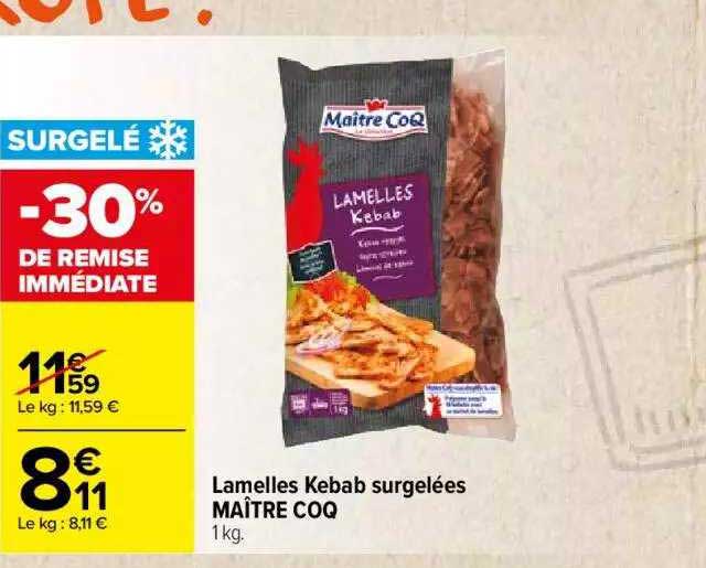 lamelles kebab surgelées maître coq