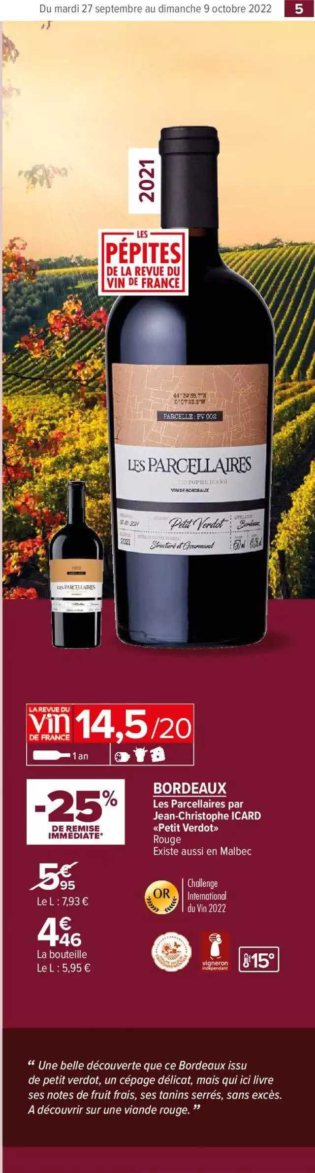 Les Parcellaires Par Jean-christophe Icard «petit Verdo» Rouge Bordeaux
