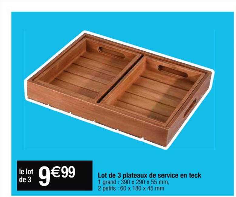 lot de 3 plateaux de services en teck