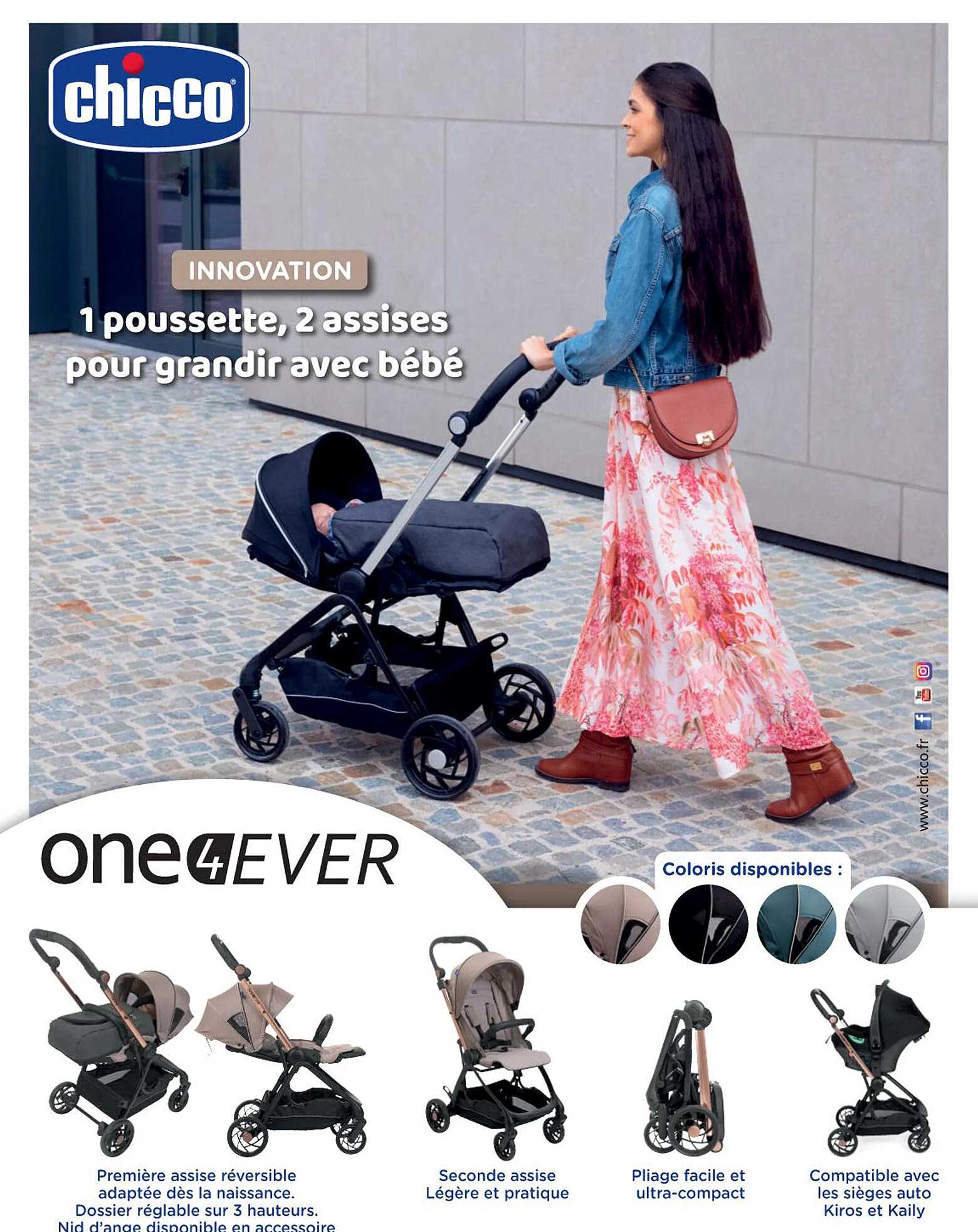 1 poussette, 2 assises pour grandir avec bébé chicco