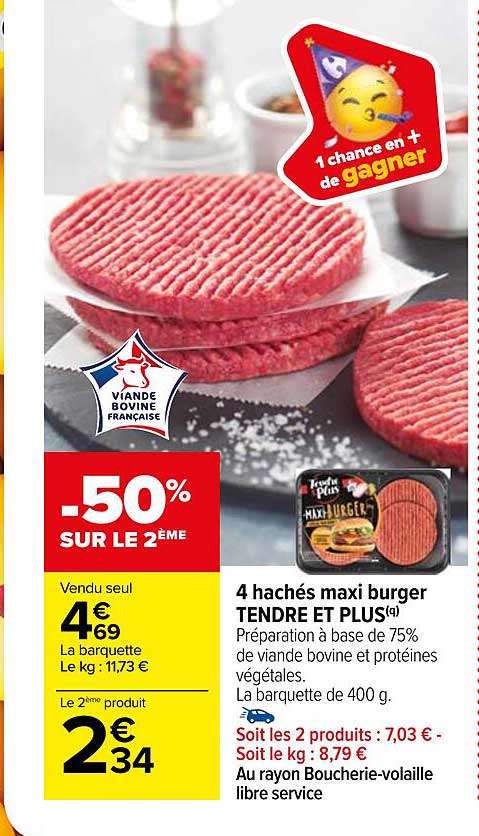 4 Hachés Maxi Burger Tendre Et Plus