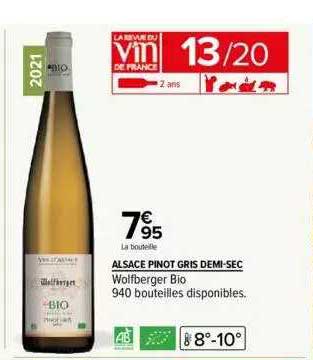alsace pinot gris demi-sec wolfberger bio