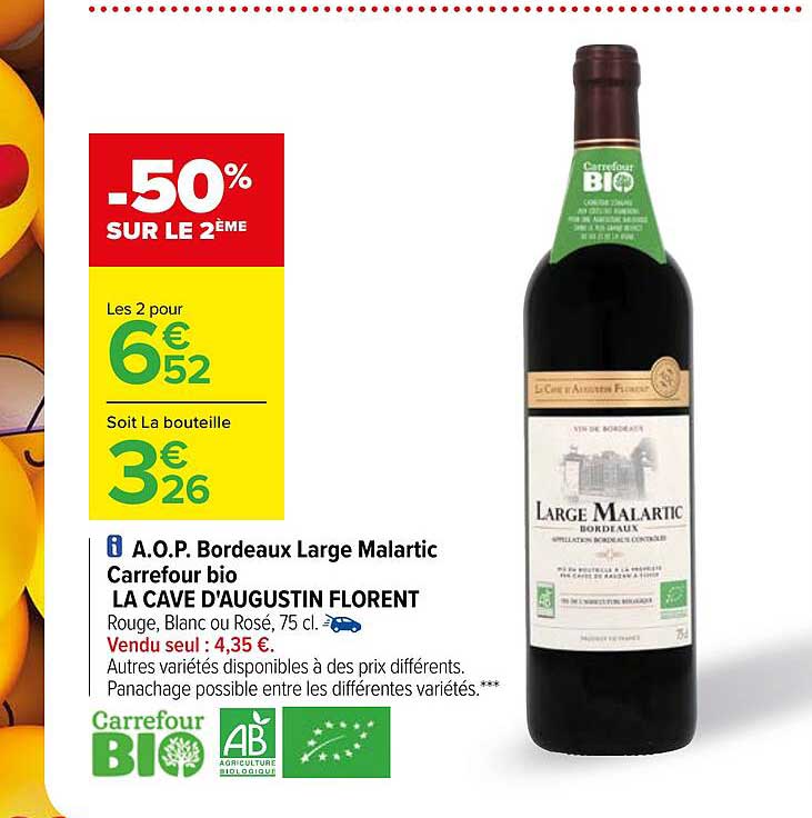 aop bordeaux large malartic carrefour bio la cave d'augustin florent