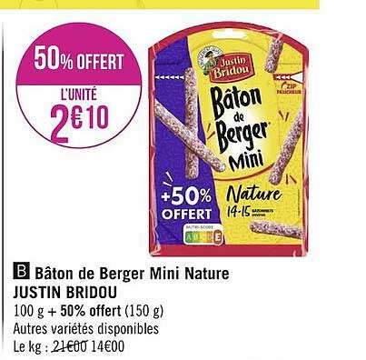 Bâton De Berger Mini Nature Justin Bridou