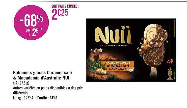 bâtonnets glacés caramel salé & macadamia d'australie nuii