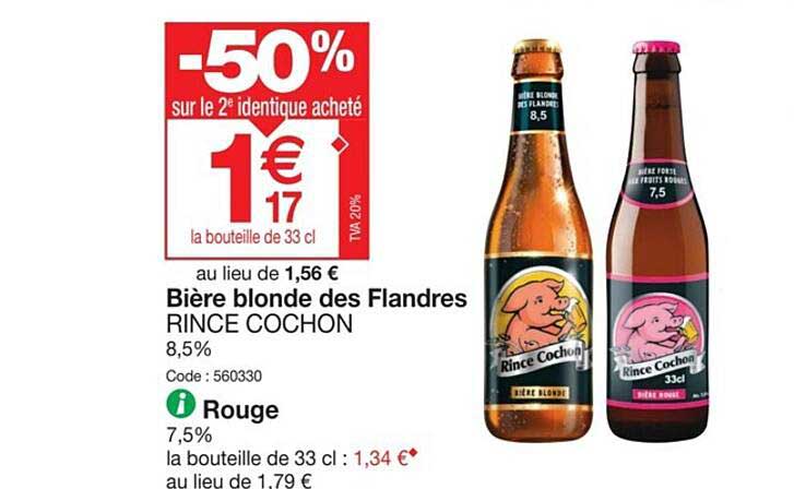 bière blonde des flandres rince cochon, rouge