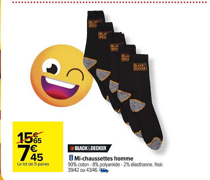black&decker mi-chaussettes homme