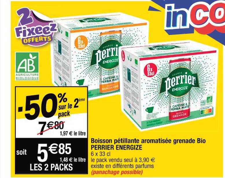 Boisson Pétillante Aromatisée Grenade Bio Perrier Energize