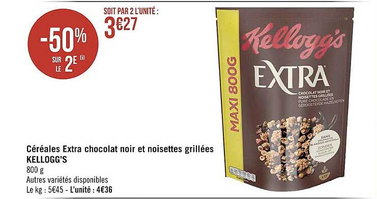 Céréales Extra Chocolat Noir Et Noisettes Grillées Kellogg's