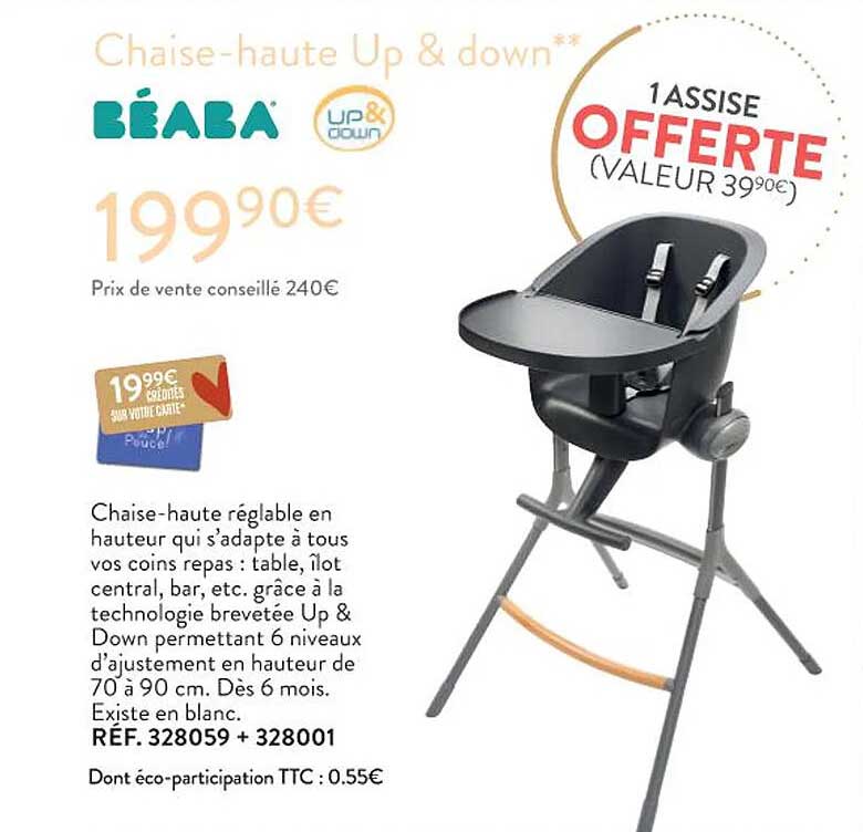 chaise - haute up & down béaba