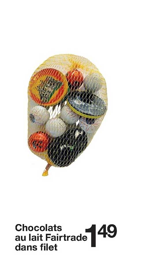chocolats au lait fairtrade dans filet