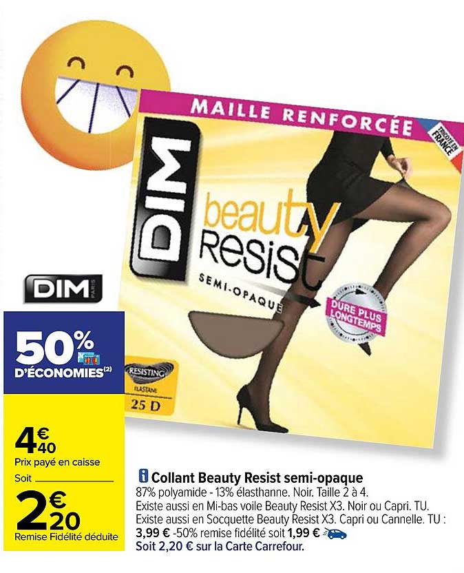 collant beauty resist semi-opaque dim