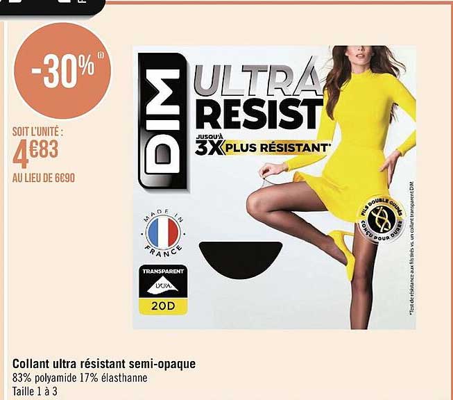 collant ultra résistant semi-opaque