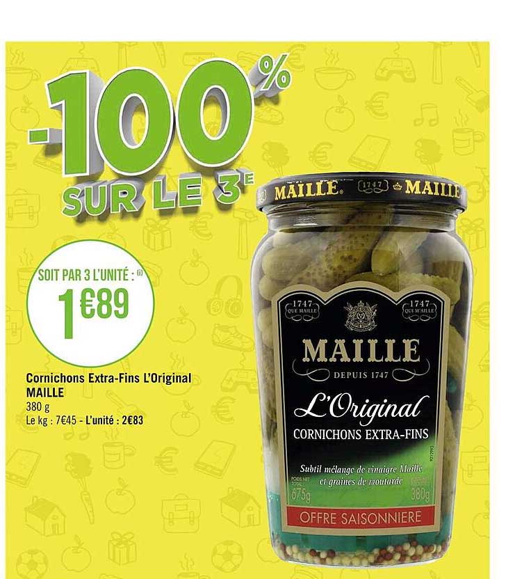 cornichons extra-fins l'origial maille