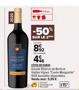 côtes-de-duras grande réserve de berticot vieilles vignes "cuvée marguerite"