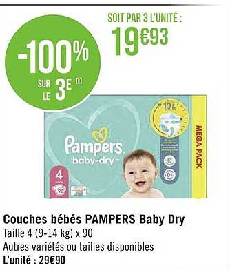 Couches Bébés Pampers Baby Dry