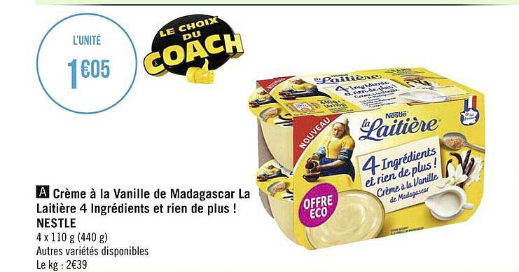 crème à la vanille de madagascar la laitière 4 ingrédient et rien de plus! nestlé