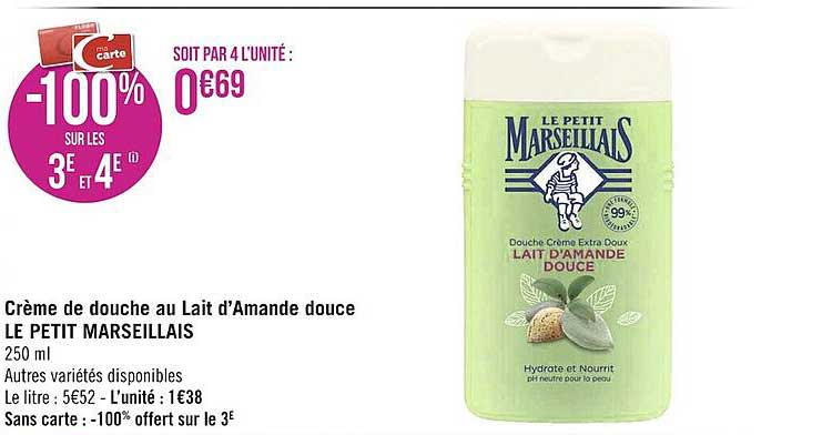 crème de douche au lait d'amande douce le petit marseillais