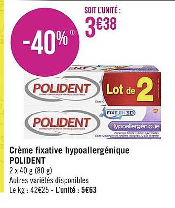 crème fixative hypoallergénique polident