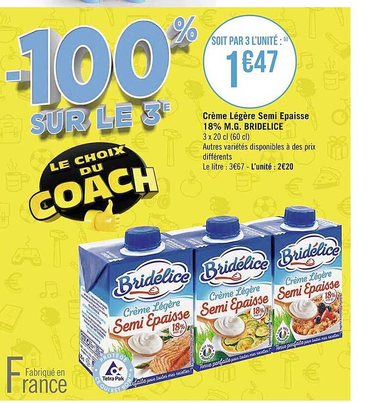 crème légère semi épaisse bridelice