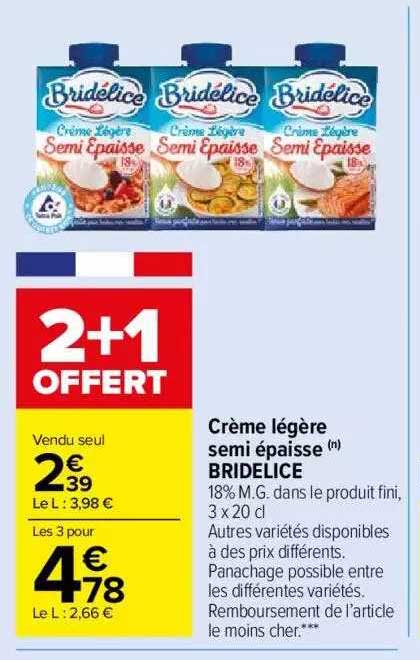 crème légère semi épisse bridélice