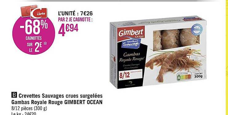 crevettes sauvages crues surgelées gambas royale rouge gimbert ocean