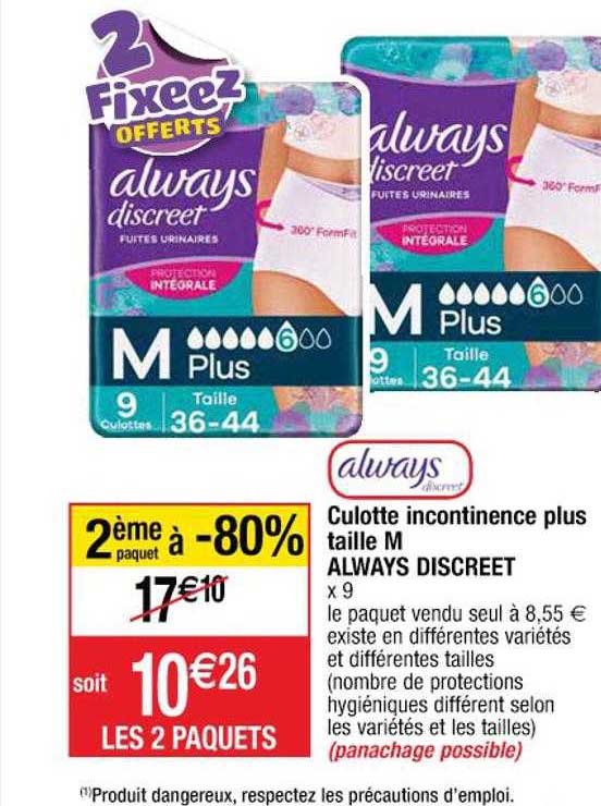 Culotte Incontinence Plus Taille M Always Discreet
