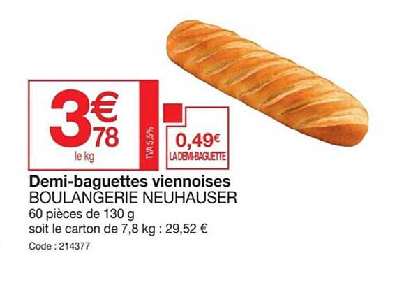 demi-baguettes viennoises boulangerie neuhauser