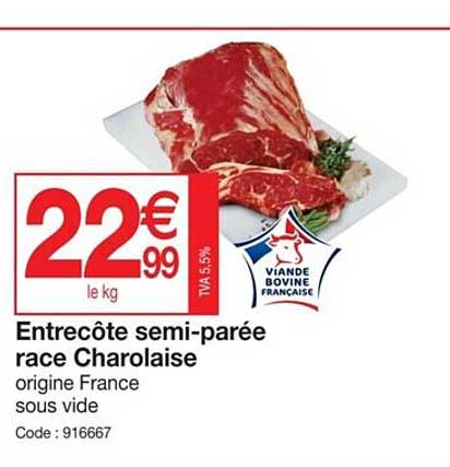 entrecôte semi-parée race charolaise