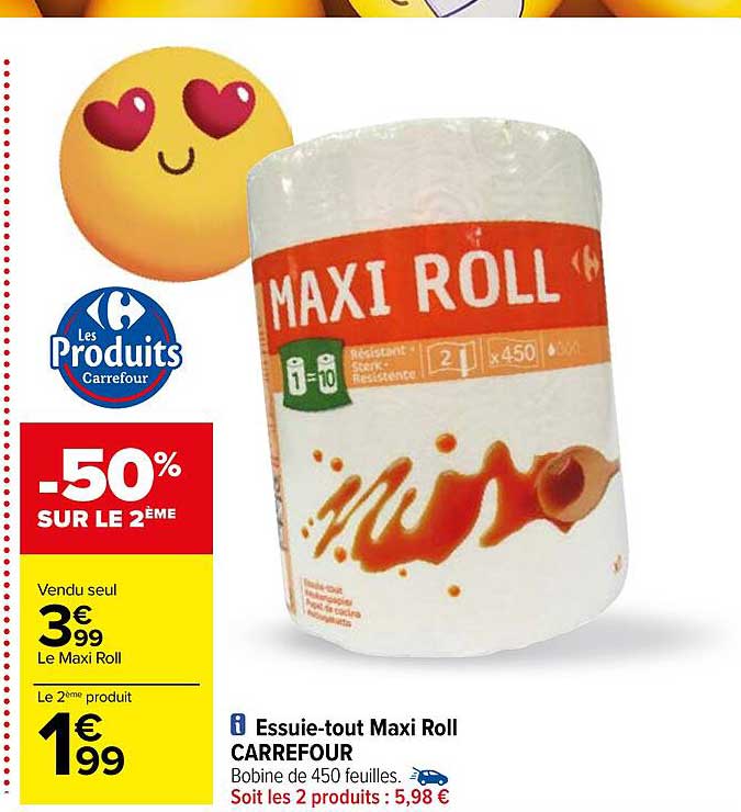 essuie-tout maxi roll carrefour