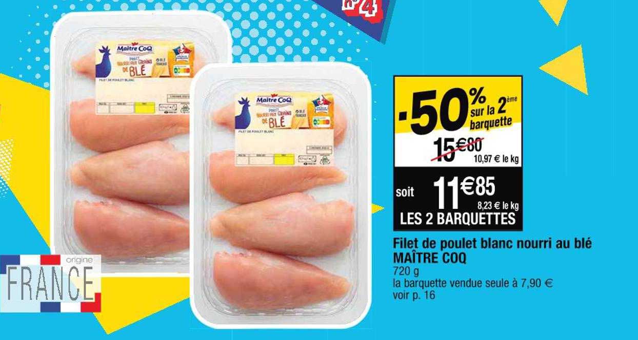 filet de poulet blanc nourri au blé maître coq