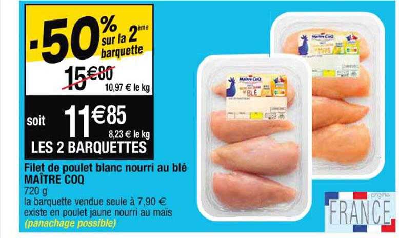 filet de poulet blanc nourri au blé maître coq